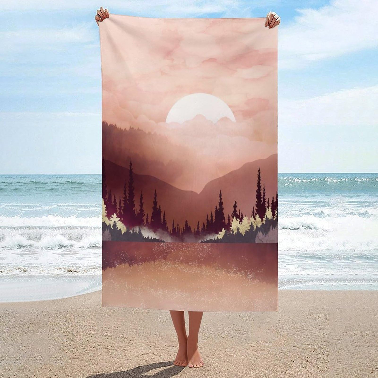 Serviette de plage absorbante contre la peau humide en natation et douche Autumn Reflection
