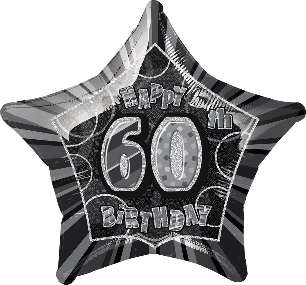 Unique Party 55155 - 20" Foil Glitz Black Happy 60th Birthday Balloon