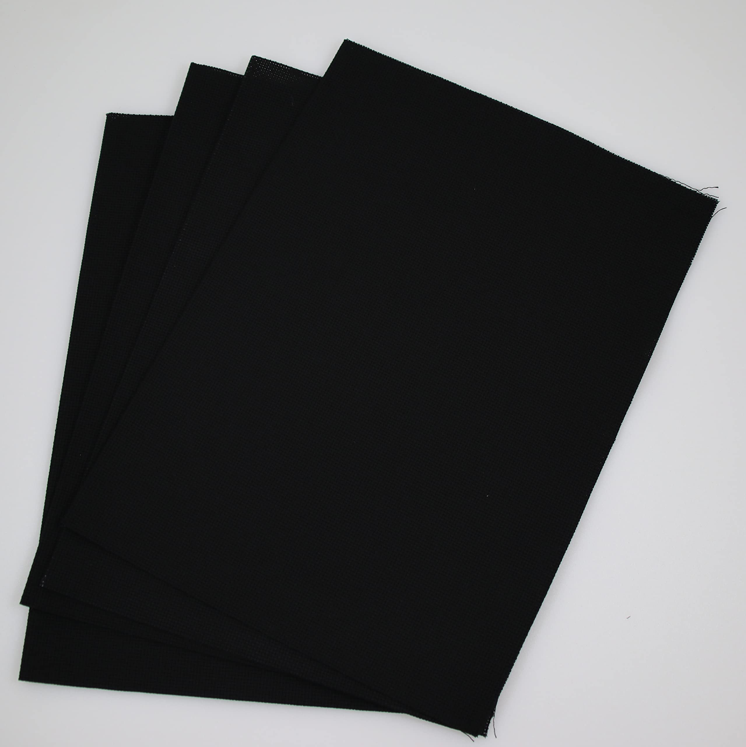 KCS 4/6 pc of 12" x 18" 30cmx45cm 16CT Counted Cotton Aida Cloth Cross Stitch Fabric (Black, 4 pc)