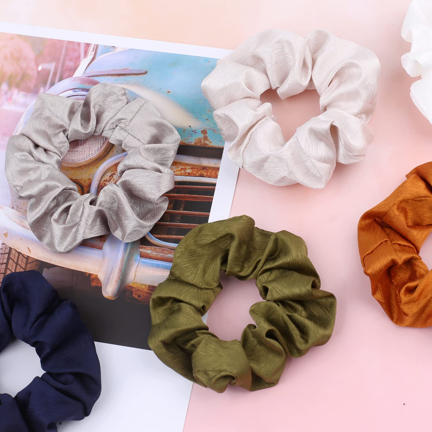 IVARYSS Neutral Scrunchies for Women, Premium Satin Softer than Silk, Solid Elas Kitsch Satin Hair Scrunchies for Women - Softer Than Silk  main image 4
