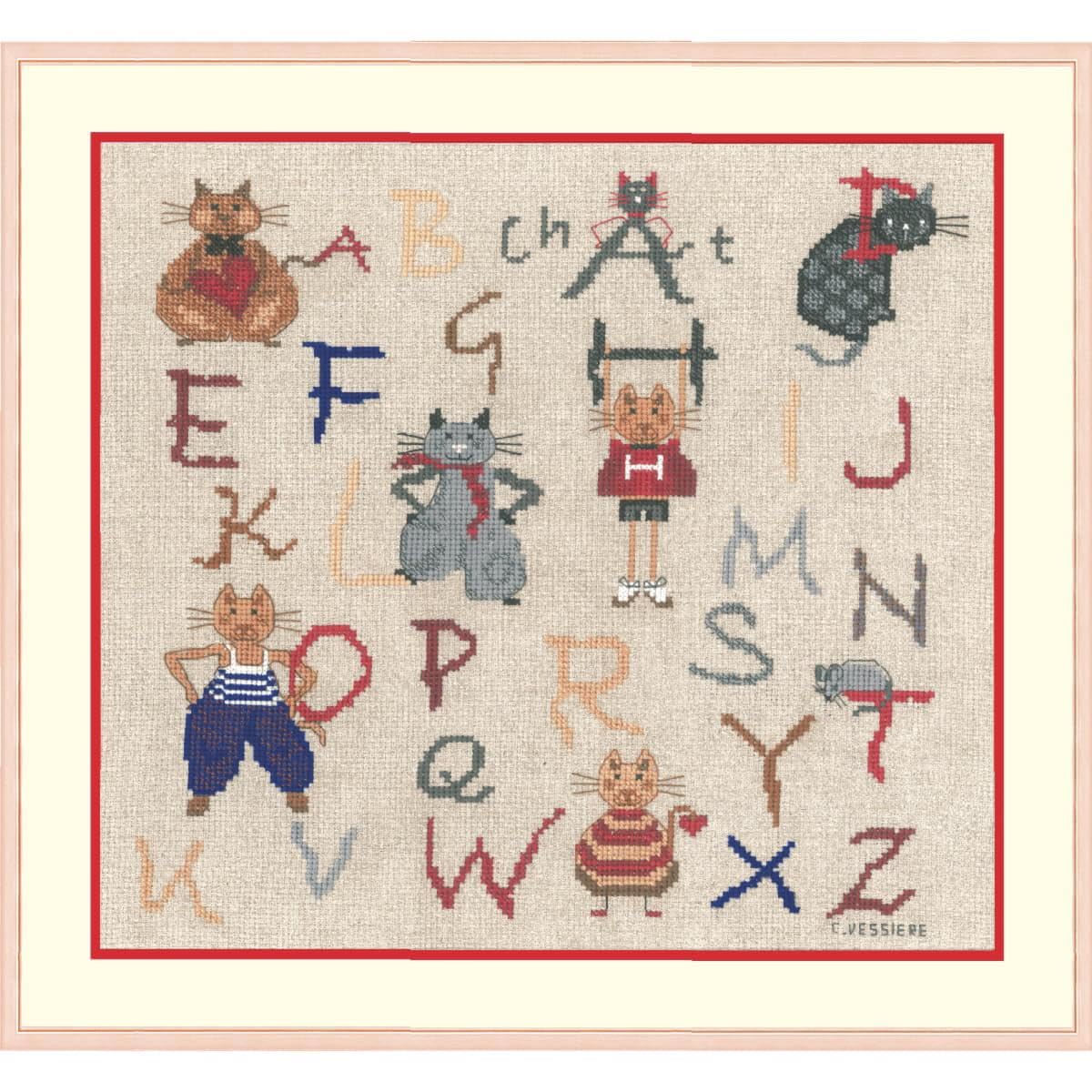 Le Bonheur des Dames counted cross stitch kit ""Alphabet Cats"", 20x 23cm, DIY