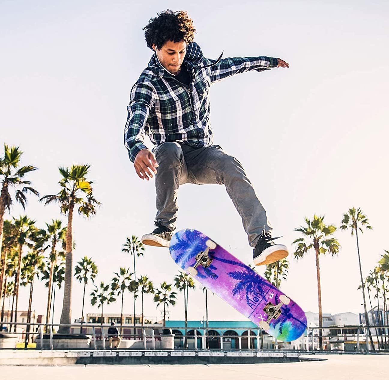 Skateboards for Beginners Kids Boys Girls and Adults 31"x8" Pro Complete Skateboard 8 Layers Maple Wood, Double Kick Concave, Fascinating Cool, Solid&Durable