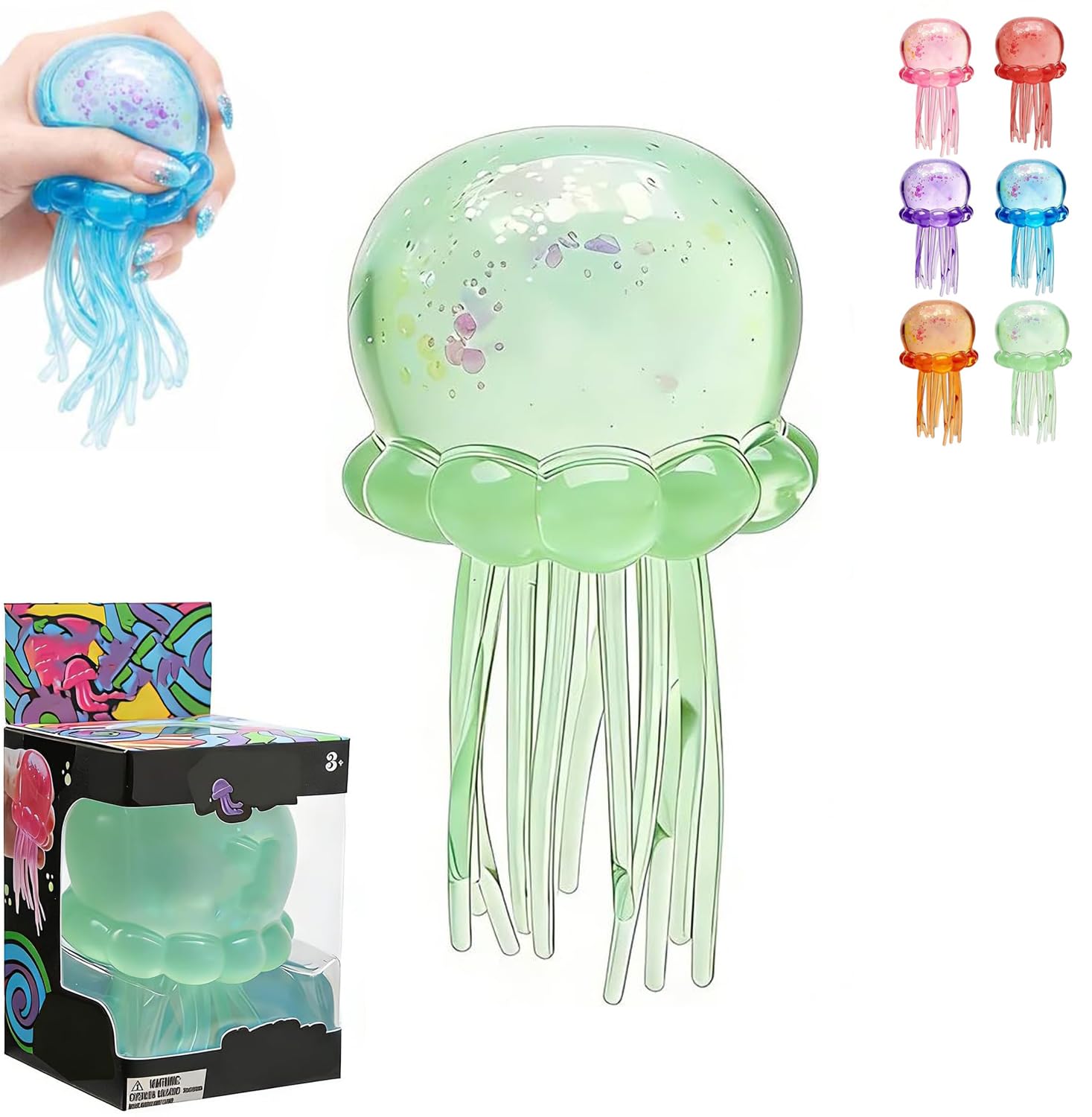 Glitter Jellyfish Squishy Toy, 2026 Stress Relief Fidget Toy for Kids & Adults, Soft TPR Sensory Toy with Wiggly Tentacles, Portable Anxiety Relief Squeeze Ball for Office, School (Blue) — view 14