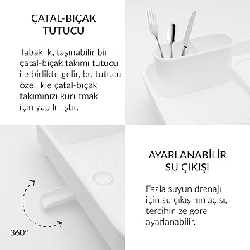 Miss Collection Retractable Dishwasher Plate, Water Discharge Corrugated and Cutlery Dryer-Modern Design Plastic (White)