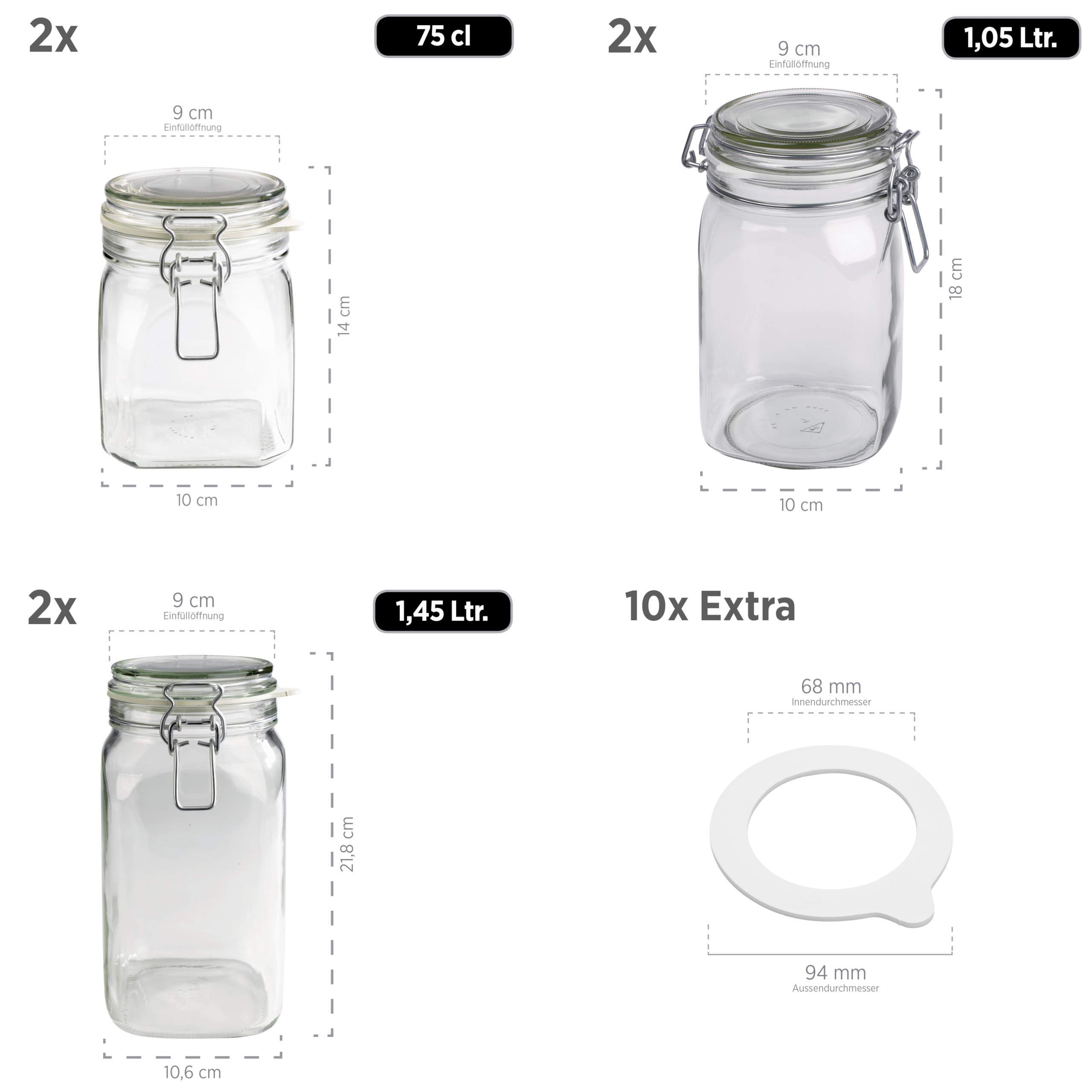 Confiture Maison Bocaux MÄSER Bocaux Confiture Gothika - Fermeture À Étrier Allemagne - 500ml à 4,8L Caoutchouc Blanc Bocal Confiture MÄSER