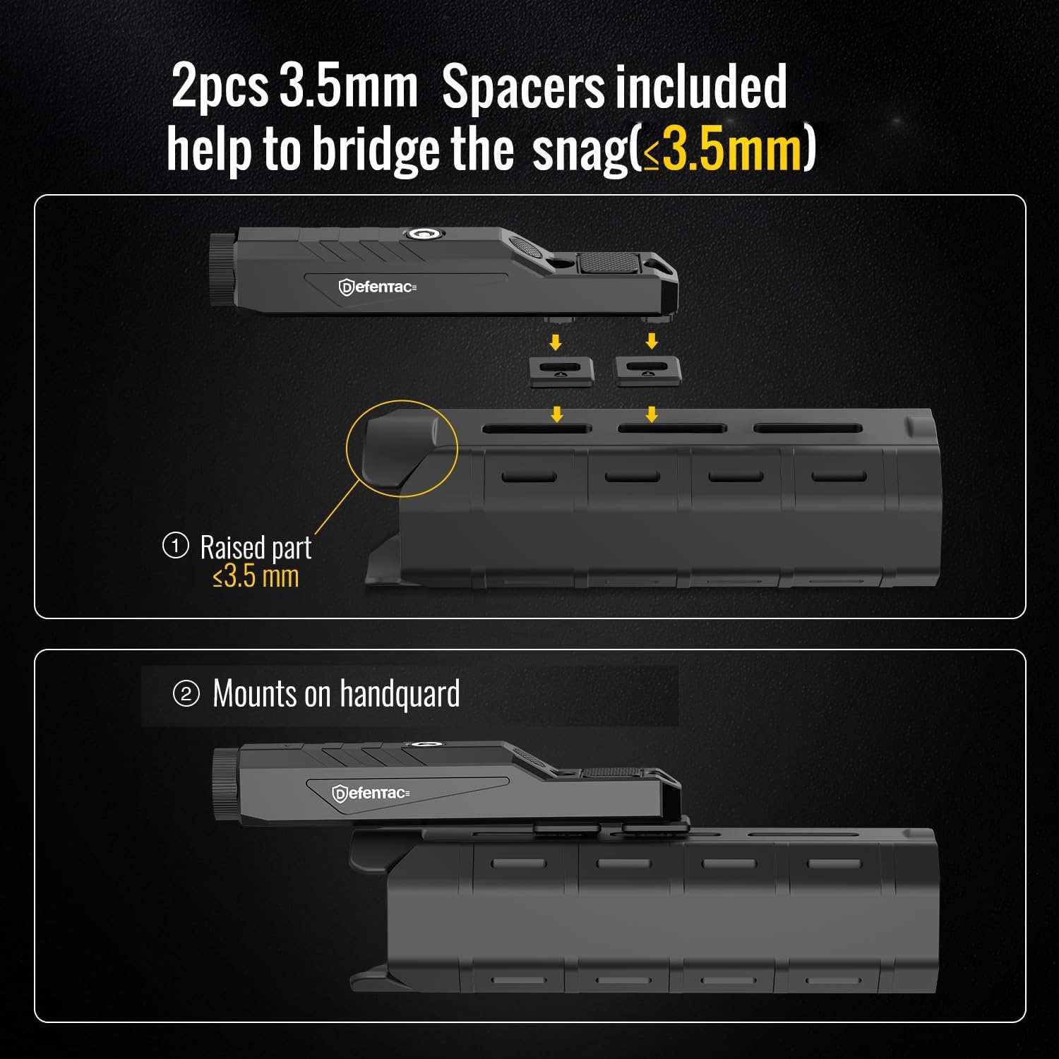 DEFENTAC 1600 Lumens Green Laser Light Combo with Momentary Strobe for Rifle, Weapon Light with Built-in Pressure Switch Compatible with M-Lok/Picatinny, Rechargeable