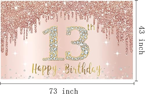 Miniatura 14 de Cartel de feliz cumpleaños número 100 para mujer, decoración de fondo de oro rosa para fiesta de cumpleaños número 100, póster rosa de cumpleaños