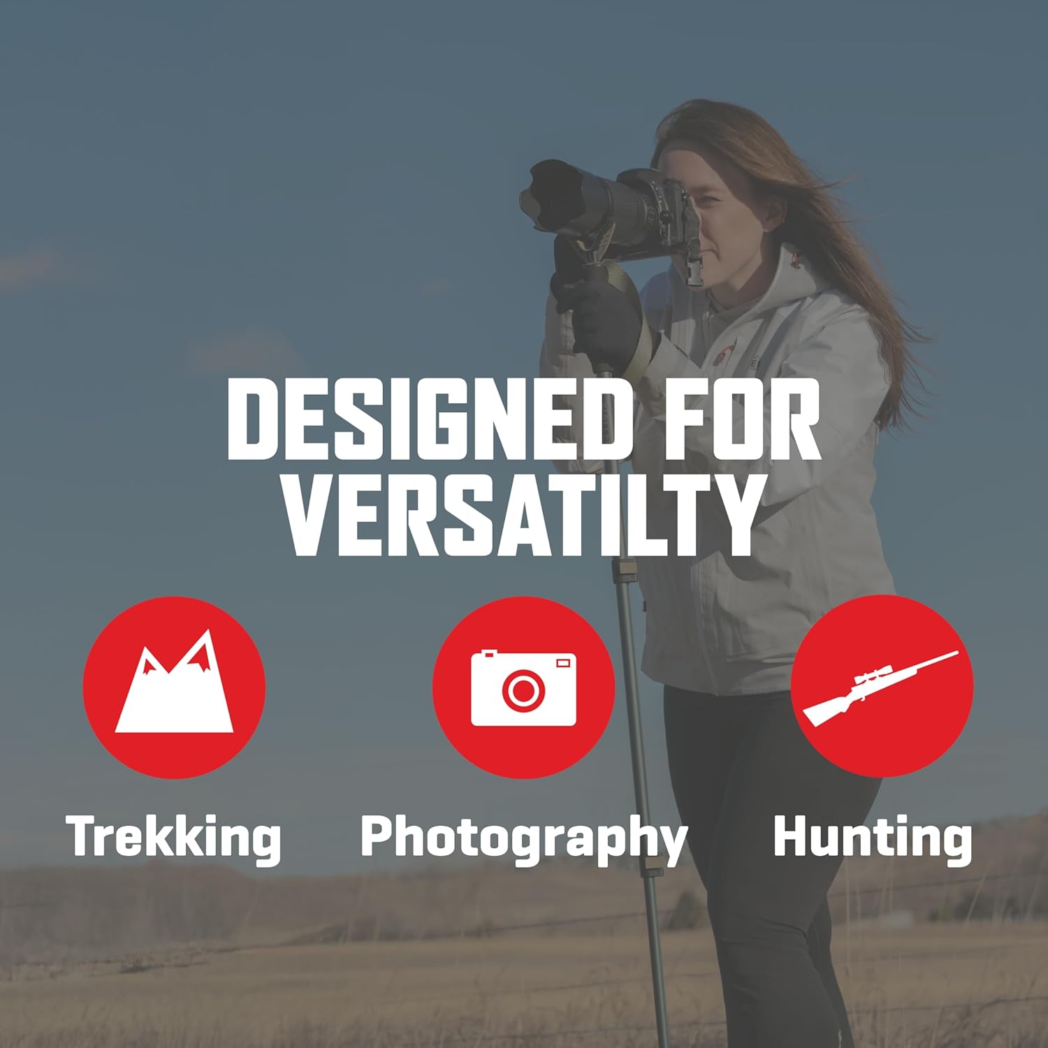 Allen Company Monopod Shooting Stick and Gun Rest - Adjustable Height - Removable Cradle - Padded Grip - Aluminum - Rifle Shooting Rest, Camera Stand - Gun Accessories, Hunting Gear