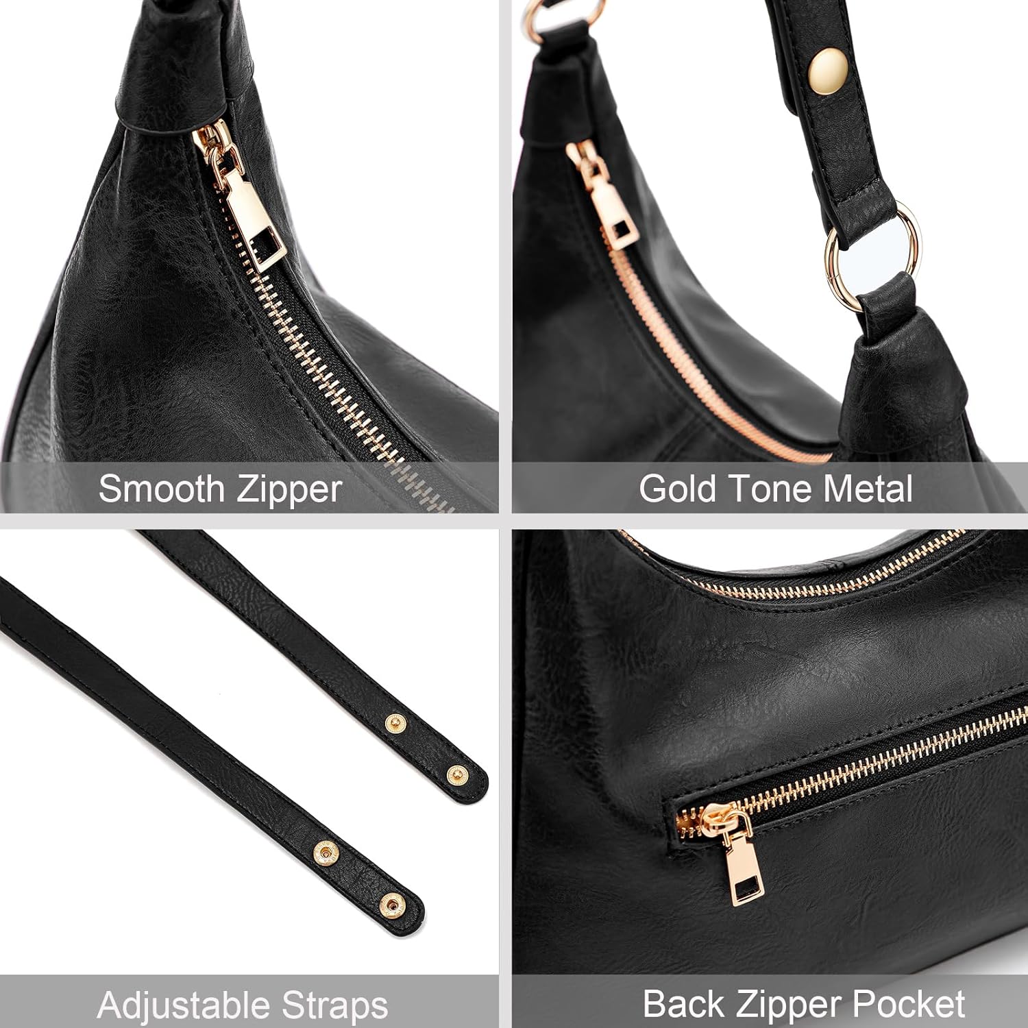 NIUEIMEE ZHOU Shoulder Bag for Women Ultra Soft Foldable Vegan Leather Crossbody Bags Tote Hobo HandBag Underarm Purses - Image 6