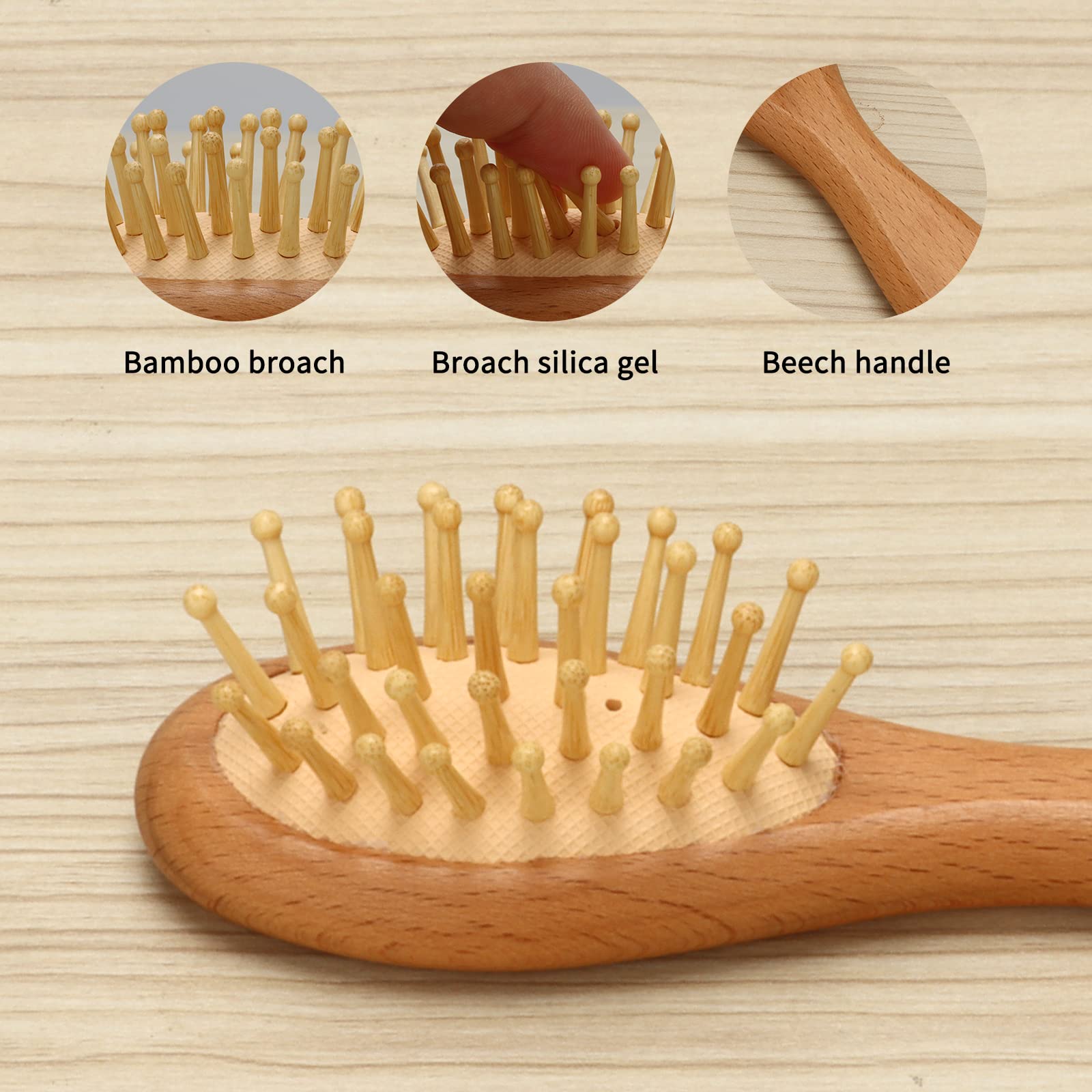 Juego de cepillo y peine para el pelo de bebé, 5 en 1, cerdas de cabra naturales de madera natural, peine de cuna, kit de aseo para recién nacidos, niños y niñas (azul)