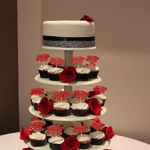 Miniatura 4 de Ephlyn 24 adornos para cupcakes con purpurina para el día de San Valentín, dulce amor, corazón, día de San Valentín, decoración para cupcakes,