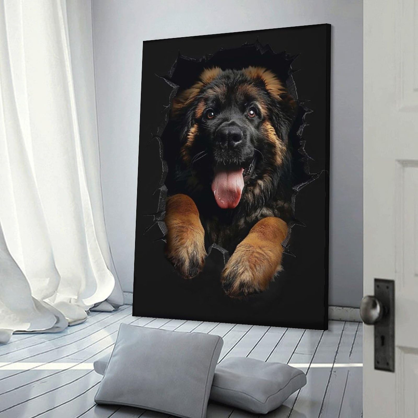 Junmoney Leonberger Dog Canvas Wall Picture, 20x30inch(50x75cm), for Front Hall, Corridor Or Welcome Spaces, Wall Decor to Refresh Empty Corners