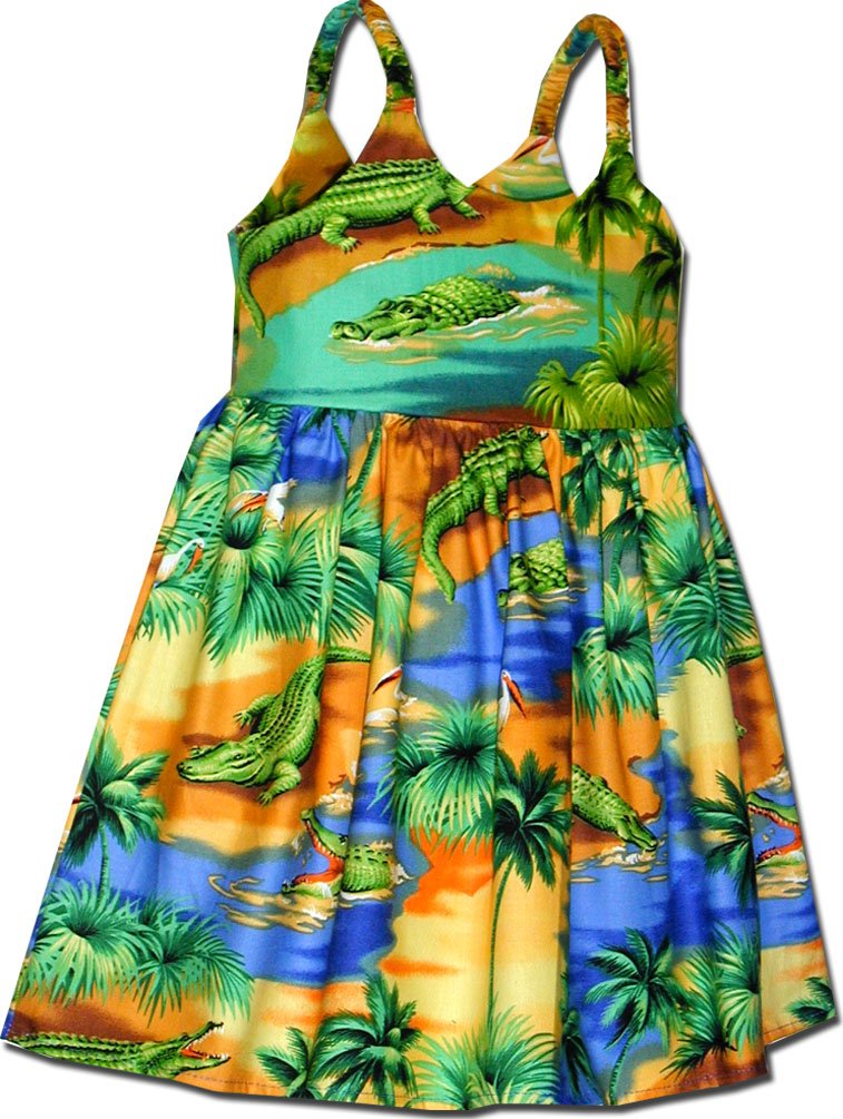 Pacific Legend Little Girls' Tropical Aloha Cute Bungee Dresses - Made in Hawaii