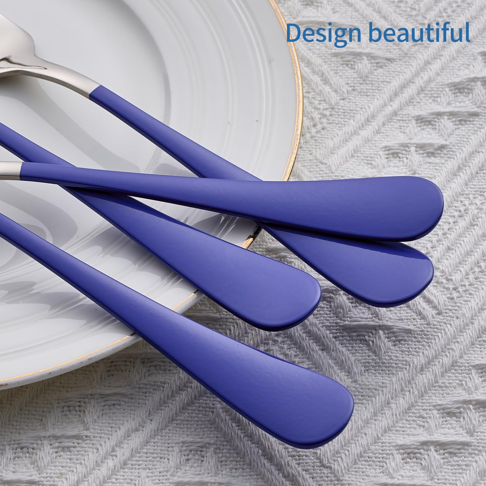 Dinner Forks,24 Pieces Blue 18/0 Stainless Steel Silverware Forks,Table Forks,Flatware Forks,8 Inches,Mirror Polish & Dishwasher Safe,Use for Home,Kitchen or Restaurant — Amazon image 6