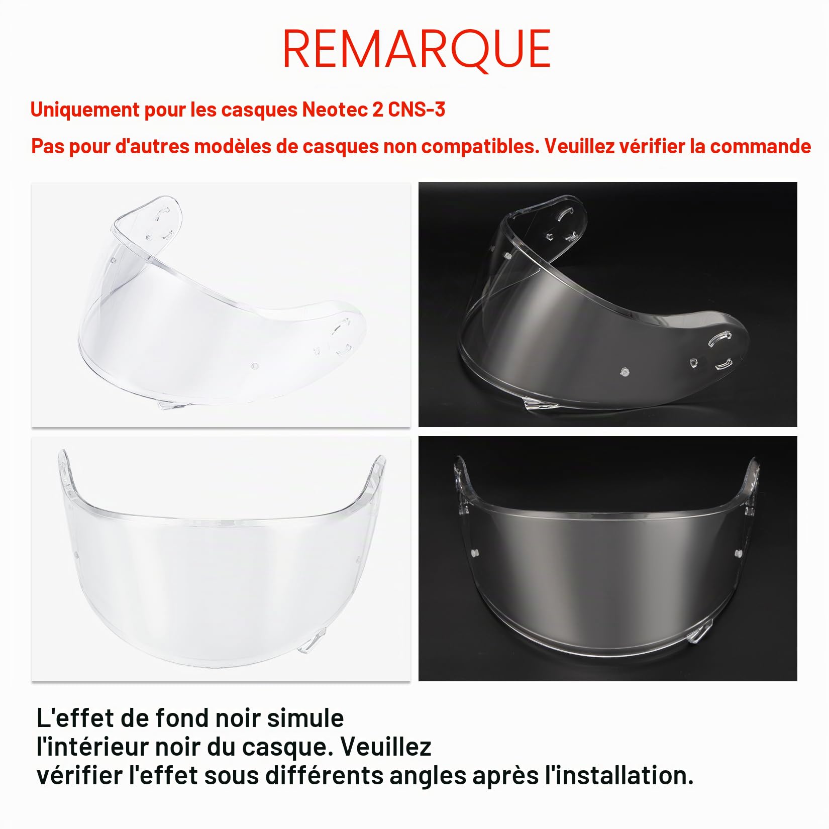 PSLER Visière de Casque pour Neotec 2 Visière Teintée pour Shoei Neotec 2 CNS-3, Protection UV pour Moto Accessoires De Remplacement(Transparent)