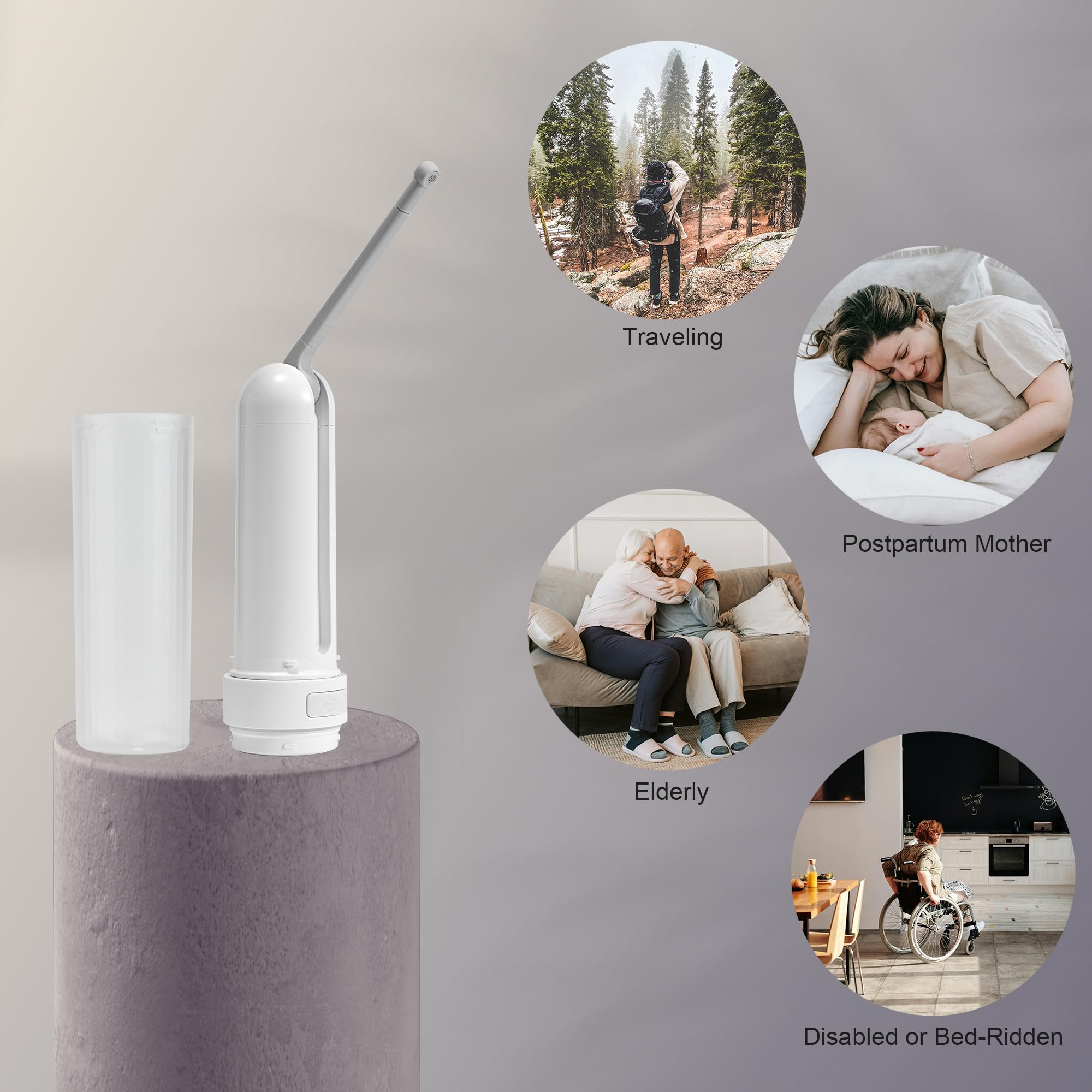 Travel Portable Bidet USB-C Rechargeable Handheld Travel Bidet Sprayer with 3 Wash Modes for Personal Hygiene Bed-Ridden Postpartum — view 6