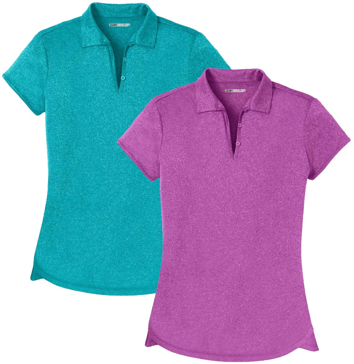Joe's USA Ladies Heathered Moisture Wicking Golf Polo-L-1-Tropic Blue and 1-Berry