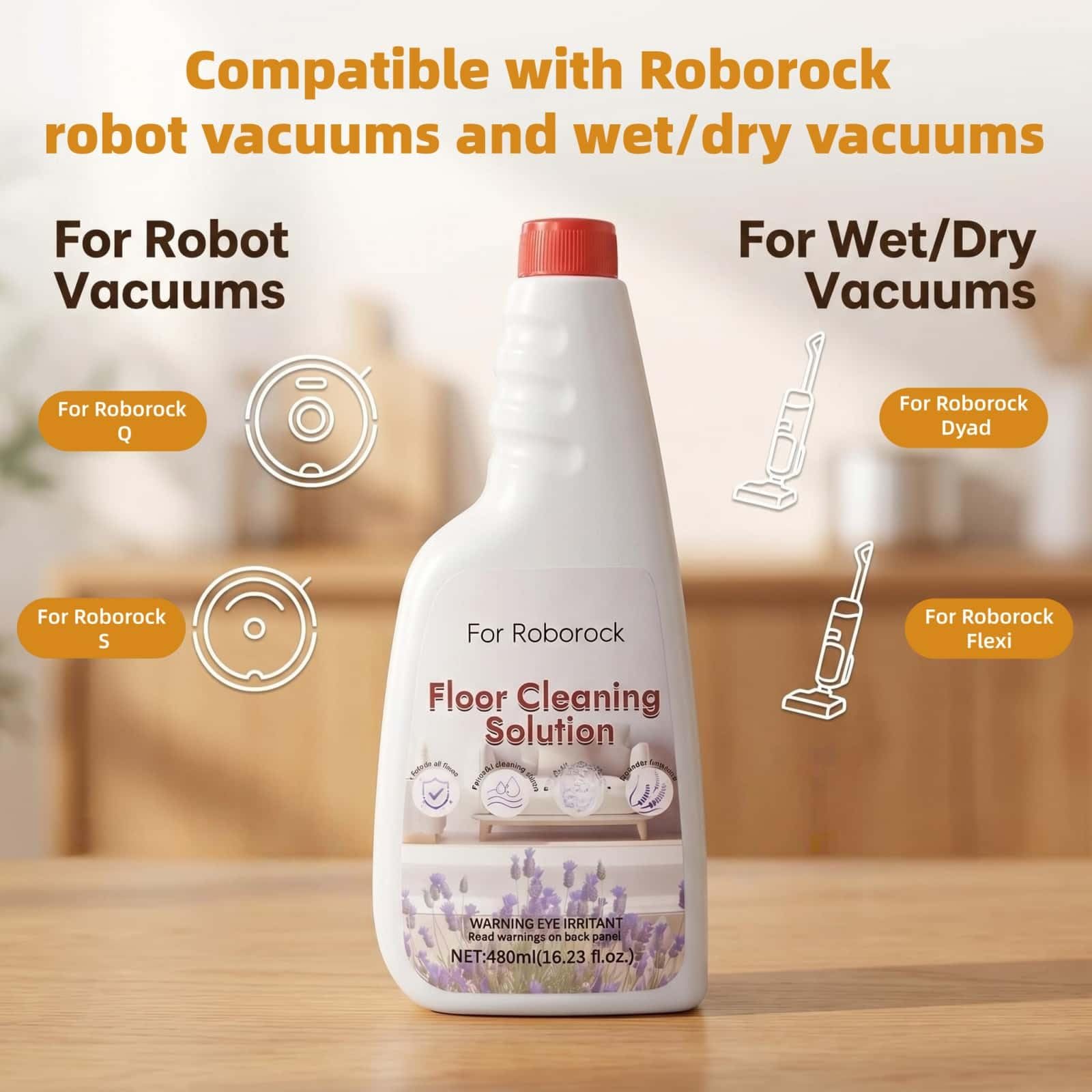 Liquide Nettoyant For Sols, 480mlX3, Parfum De Lavande, Nettoyage En Profondeur, Sans Rayures, Échelle 1: 200, Compatible Avec Roborock, Avec Robot Balayeur À Double Usage Sec Et Humide