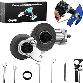 Drifop Upgraded Electric Drill Plate Cutter, Metal Nibbler Drill Attachment, Sheet Metal Cutter with Adapter, DIY Metal Drill Attachment for Cutting Iron, Whiteboard, Steel, Copper, Aluminum