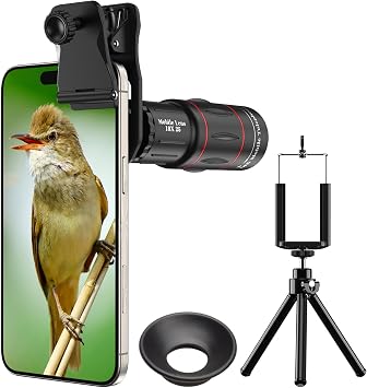 APEXEL BAK4 Smartphone Telephoto Lens, 18x Monocular, 3.4 oz 94 g, Tripod Included, Compatible with iPhone and Android Phones, Telephoto Live