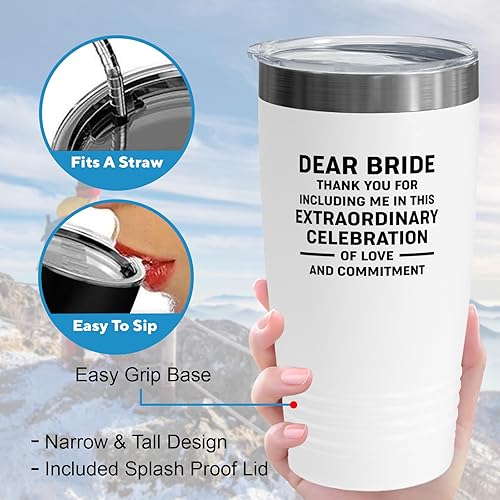 Miniatura 4 de Bride Gift from Officiant Tumbler 20oz White -Celebration - Bridal Shower Bride To Be Bachelorette Party Newlywed Wedding Officiant Brother