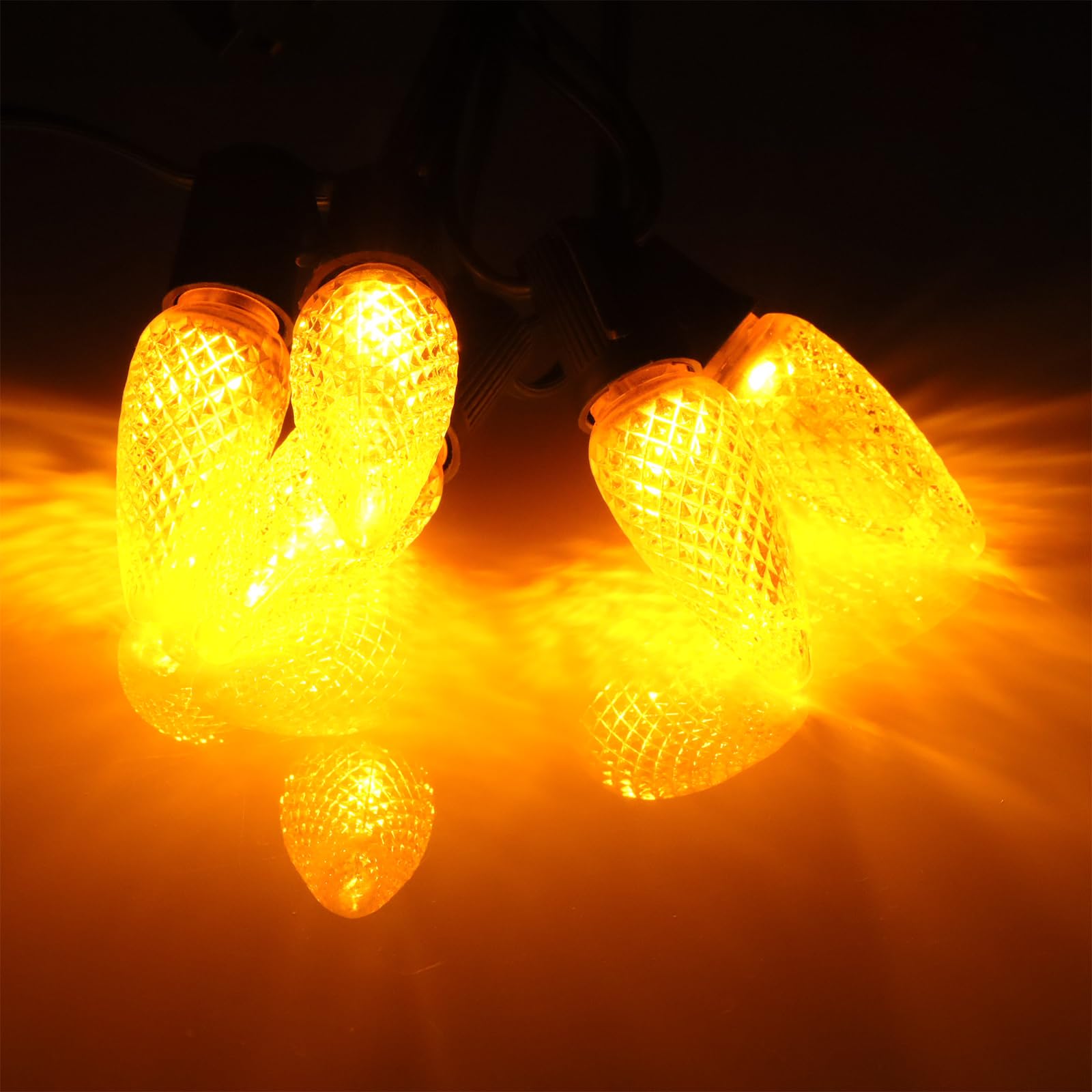 50 bombillas LED C9 de Navidad, bombillas LED C9 con casquillo E17, bombillas de repuesto para cadena de luces al aire libre, color amarillo de grado comercial