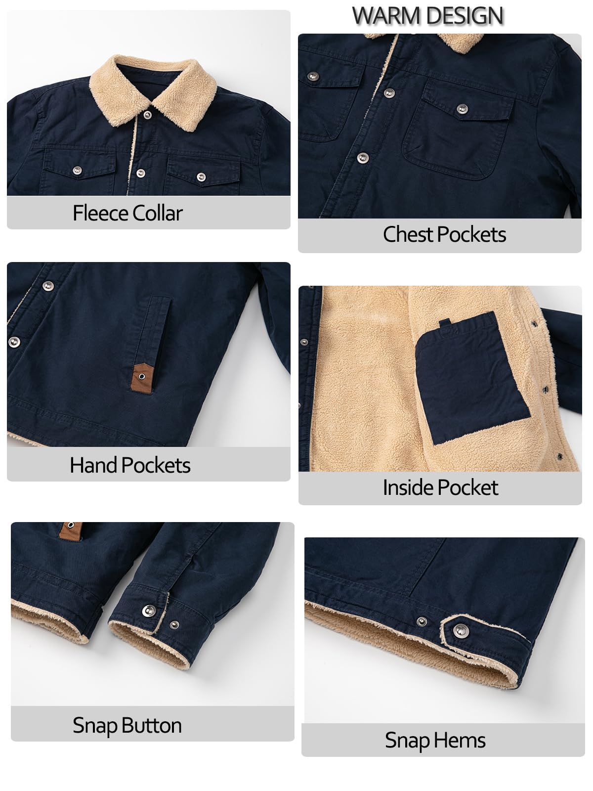 MANSDOUR Chaqueta cargo de invierno para hombre, chaqueta de algodón cálido con forro polar, chaqueta de sherpa, abrigo de trabajo militar para camionero