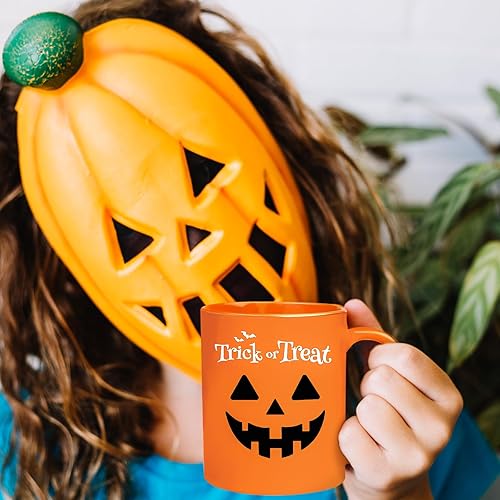 Miniatura 6 de Whaline Juego de 2 tazas de Halloween de 12 onzas con diseño de calabaza, tazas de café de cerámica para el hogar, escuela, oficina, centros de