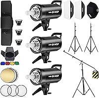 Godox SK400II 3-Pack 1200Ws Studio Monolight Flash Kit with Bowens Mount, Softbox, Stands & Wireless Control for Portrait & Product Photography