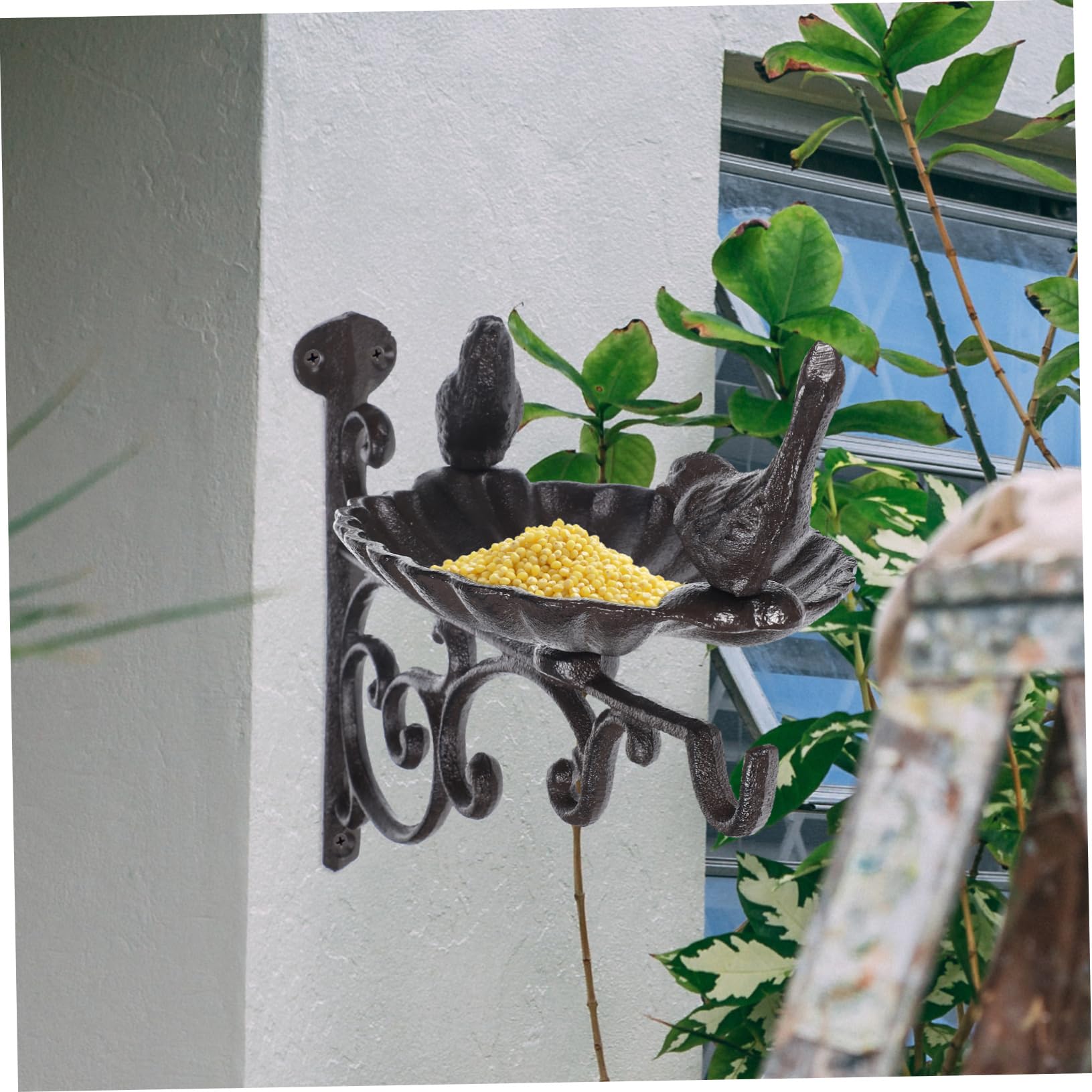 Mipcase Gancio da Parete per Bagno per Uccelli in Ferro Nero | Uso Esterno, per Giardino e Vasi Sospesi, Supporto Decorativo per Gabbie e Ciotole