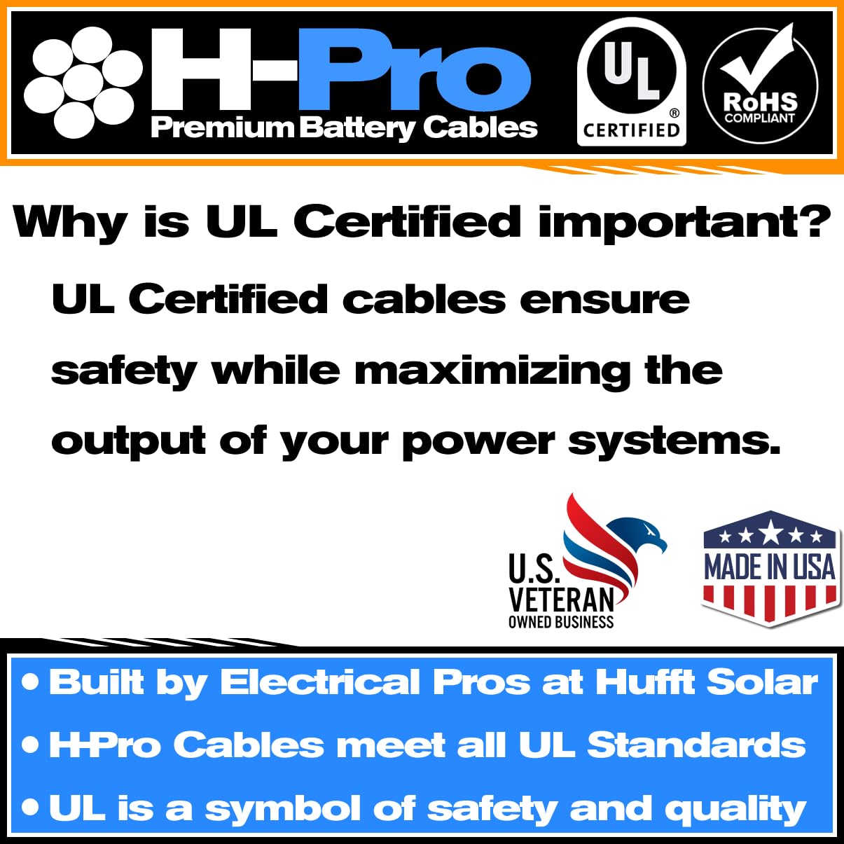 4FT 2AWG Premium Battery Cables - Insulated 676/30 Copper Strand Rated to 1000 Volts - 5/16" Battery Lugs Installed on Each End (1 Black 4FT Cable and 1 red 4FT Cable)