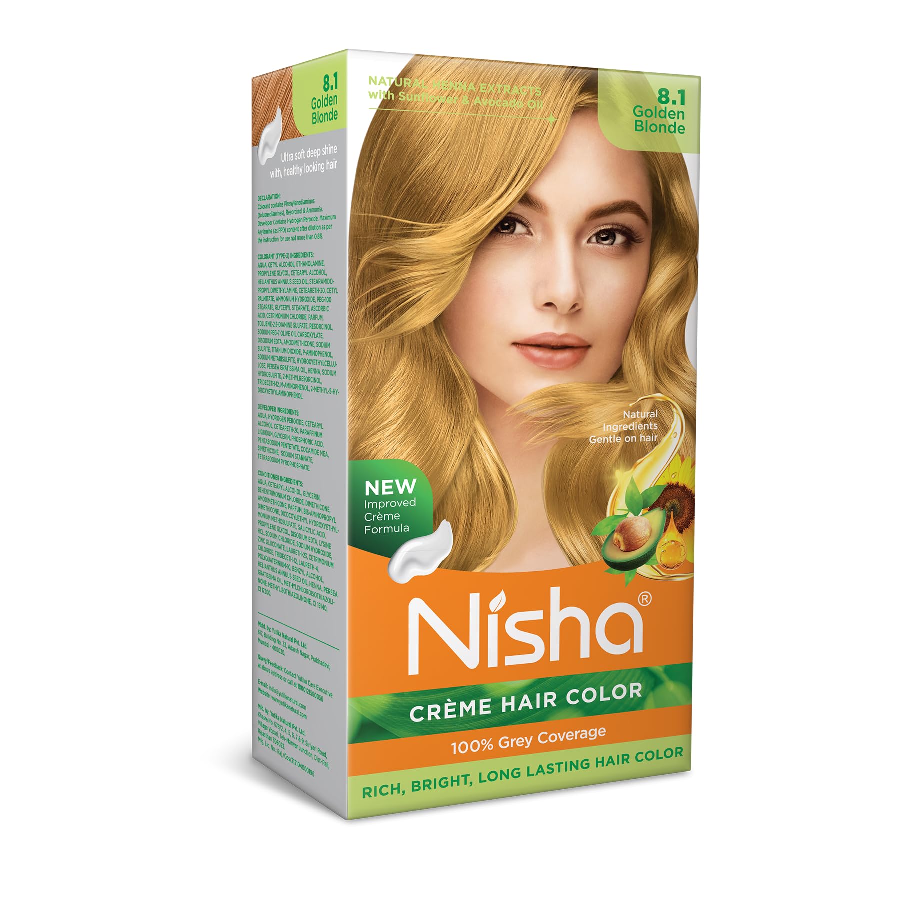 NishaCreme Hair Color Golden Blonde 8.1 (150 ml)