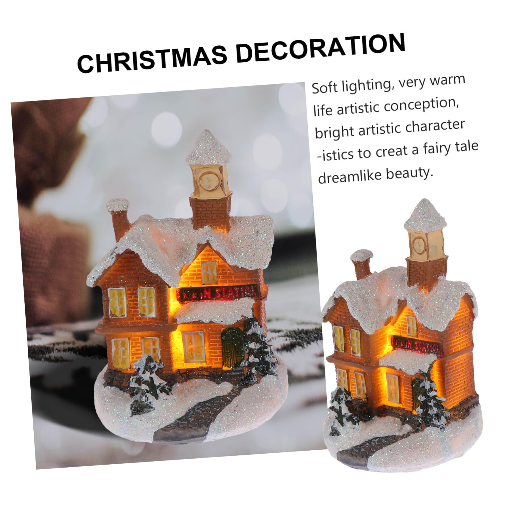 ABOOFAN 3pezzi Decorazioni Natalizie Luminose Resina Casa con Design Elegante per Atmosfera Festiva per Casa Bar e Ristoranti