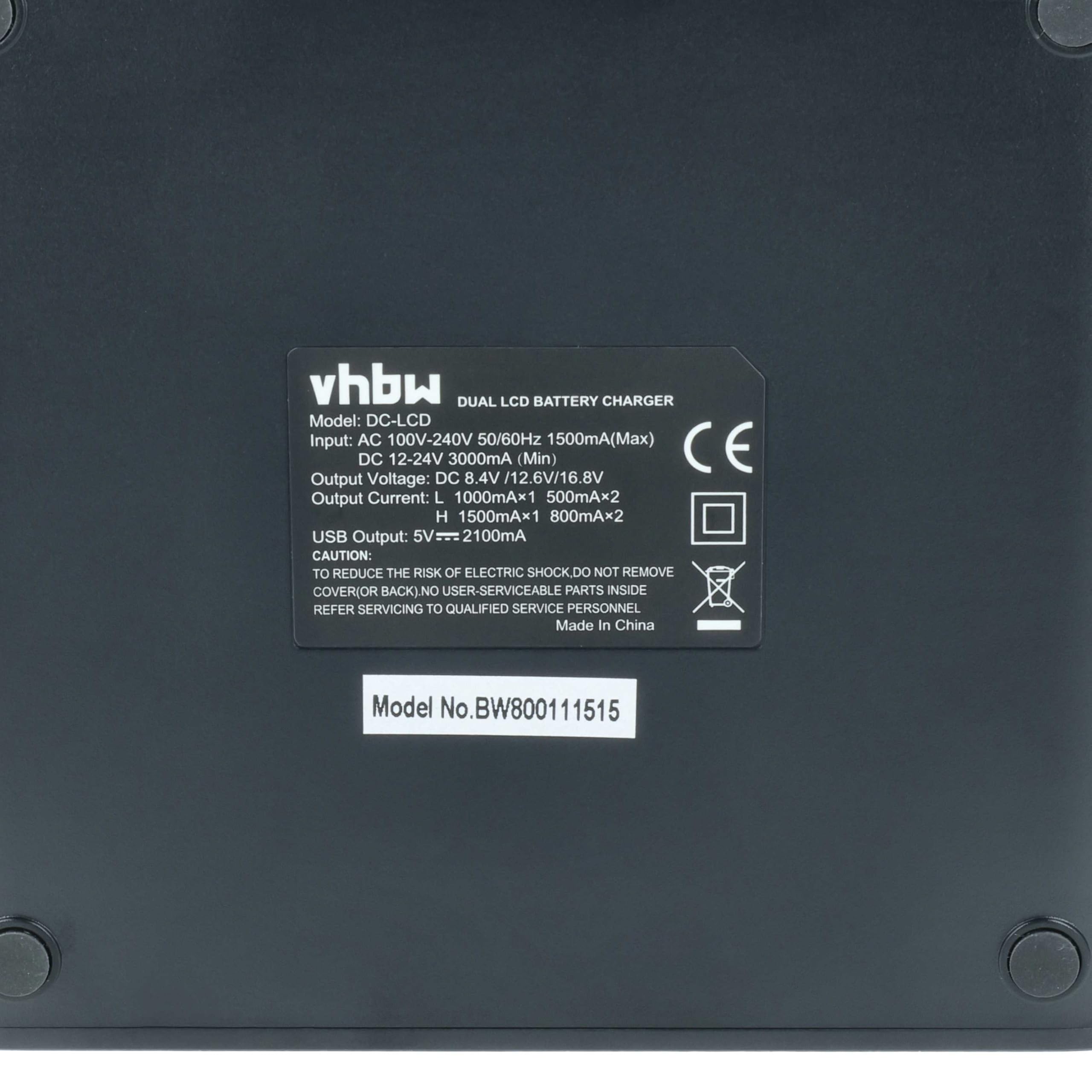 vhbw Cargador Dual Compatible con Panasonic AJ-PX270, AJ-PX270EJ, AJ-PX298MC batería de cámara - Soporte con Pantalla