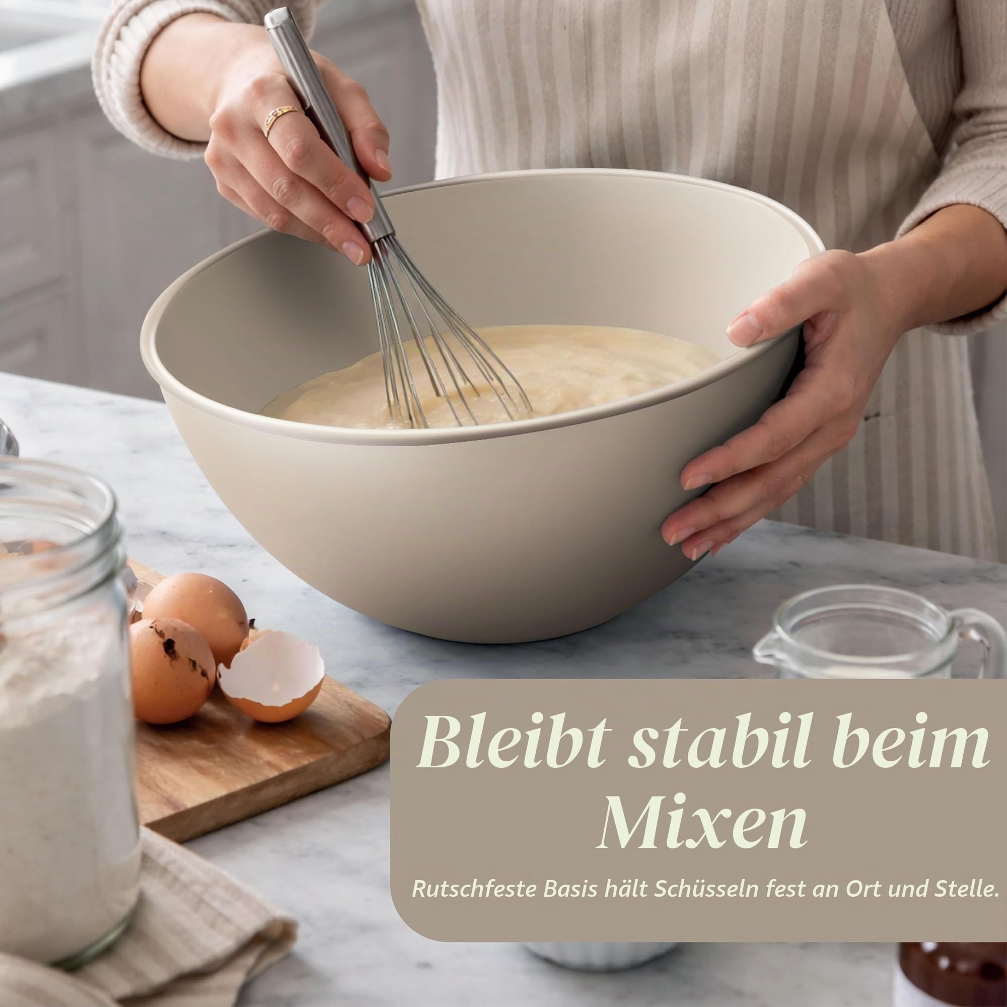 COOK WITH COLOR Rührschüsseln mit TPR-Deckeln – 12-teiliges Kunststoff-Nesting-Schüssel-Set enthält 6 Vorbereitungsschüsseln und 6 Deckel, mikrowellengeeignet (Braun)