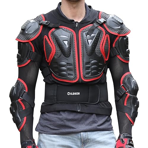 WILDKEN Motorcycle Protective Jacket Motocross Body Armour Motorbike Body Guard ATV Cycling Spine Protector Racing Clothing Protection Gear Enduro Sports Armour Motorcycle Jacket for MTB,Dirt Bike - S - Red