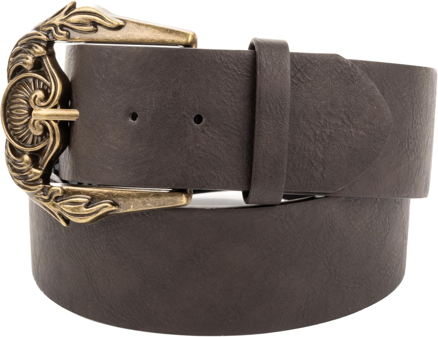 Gary Majdell Sport Men's 2" Genuine Leather Single Loop Dress Belt with Single Prong Metal and Embossed Buckles