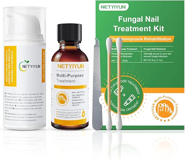 Fungal Nail Treatment Nail Care Set – 1% Tolnaftate Liquid (30ml) & Repair Ointment (30g) with Applicator & Nail File for Toenail and Foot Care
