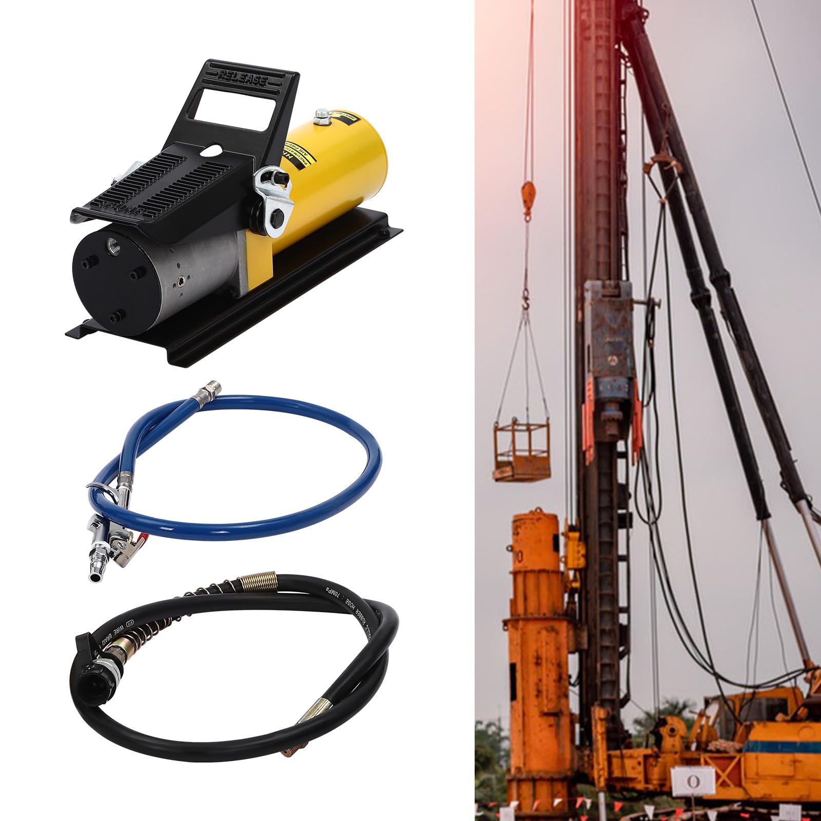 Pompa idraulica pneumatica Pompa idraulica pneumatica, 10000PSI Pompa a pedale pneumatica con valvola di sicurezza incorporata, pompa a pedale idraulica ad aria compressa per l'uso nella produzione