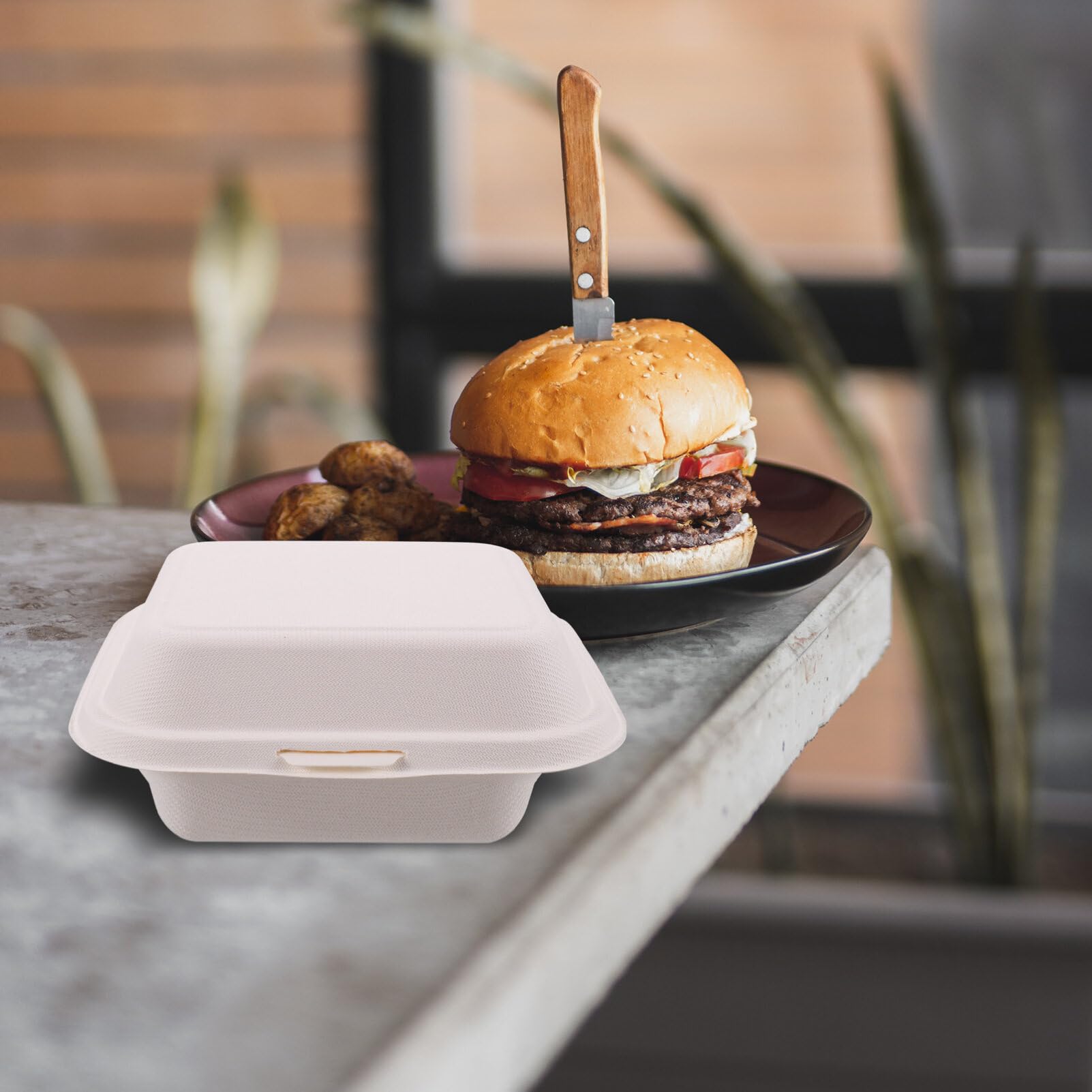 Kichvoe 50pezzi Scatole Per Hamburger in Cellulosa Contenitori Per Cibo Da Asporto Scatole Usa e Getta Per Panini Torte e Snack Per Picnic Feste e Uso in Negozio