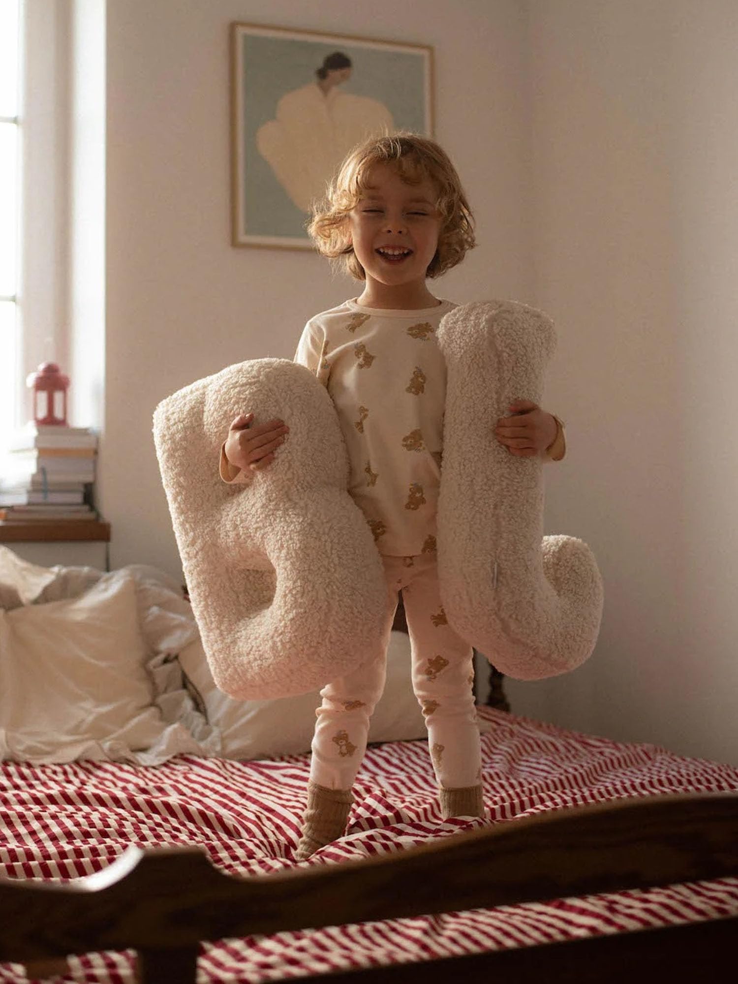 Cuscino a forma di lettera, 26 cuscini in peluche con lettere inglesi, morbidi cuscini decorativi, per la cameretta dei bambini (M)