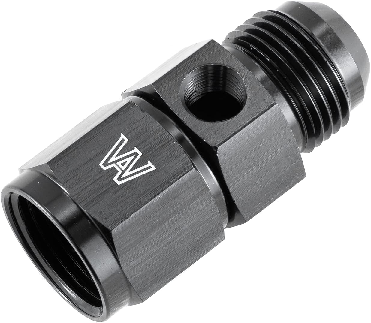 10AN Female to AN10 Male Flare Fitting Adapter Union with 1/8" NPT Pressure Port Aluminum Black Gauge Sensor Coupler