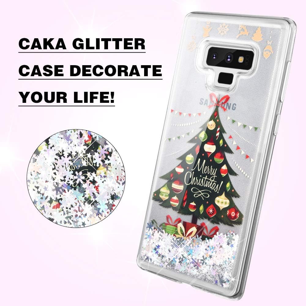 Caka Galaxy Note 9 Case, Galaxy Note 9 Glitter Case Liquid Series Sparkle Fashion Bling Luxury Flowing Liquid Floating Glitter Soft TPU Clear Christmas Case for Samsung Galaxy Note 9 (Tree)