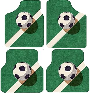 Soccer Ball Design Car Floor Mats, Universal Fit, Green and Grey, Set of 4 from MT Best Buy