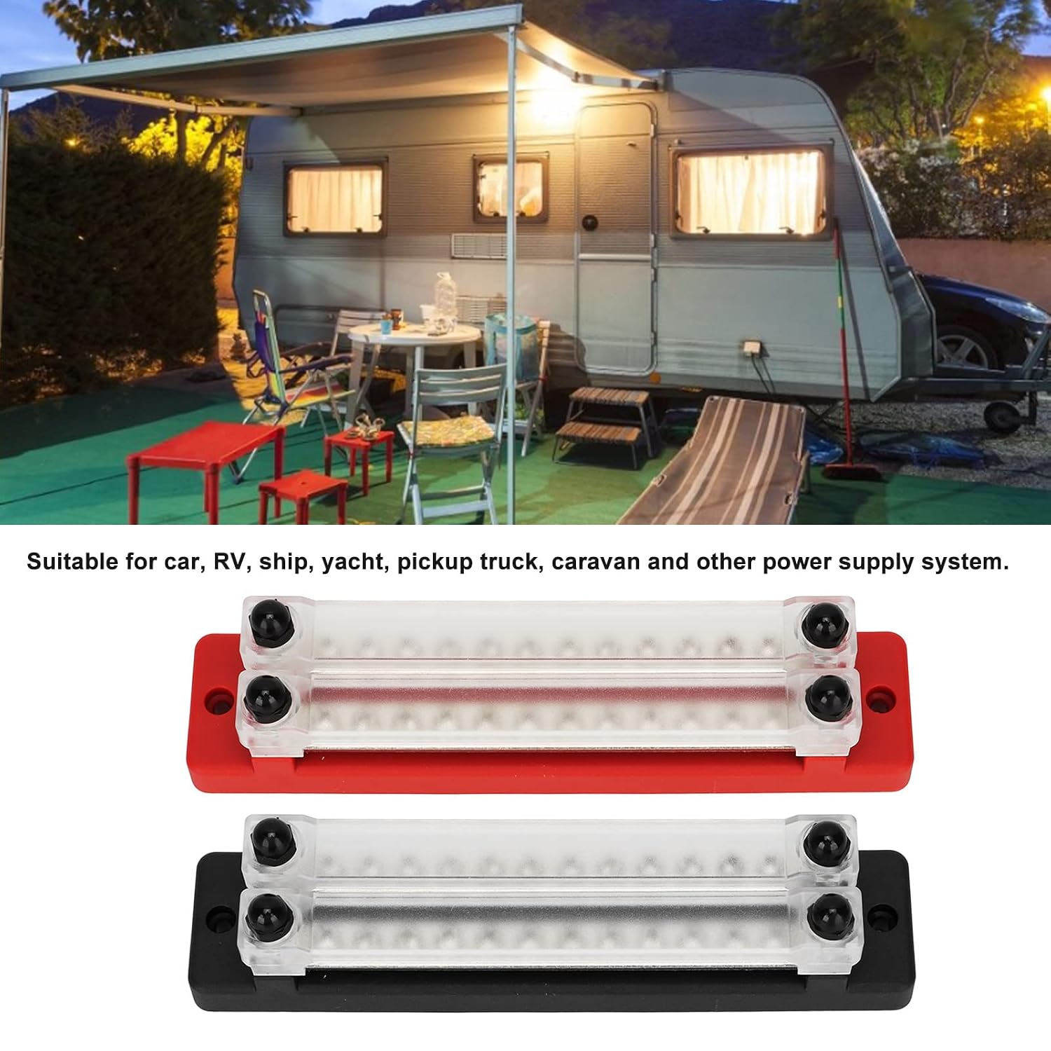 Brilluxa Terminal Block, 12-Way 150A Bus Bar Power Distribution Block, 12-48V DC Battery Terminal Strip for Boat Marine RV Car Audio Wiring, Screw Stud Connector