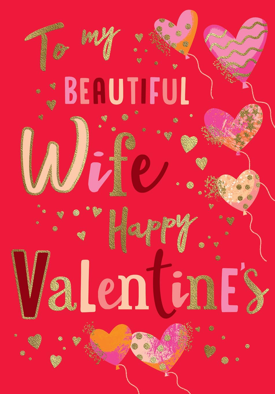 Valentines Day Card, Beautiful Wife, Red - 9 x 6 inches - Avant Garde Studios