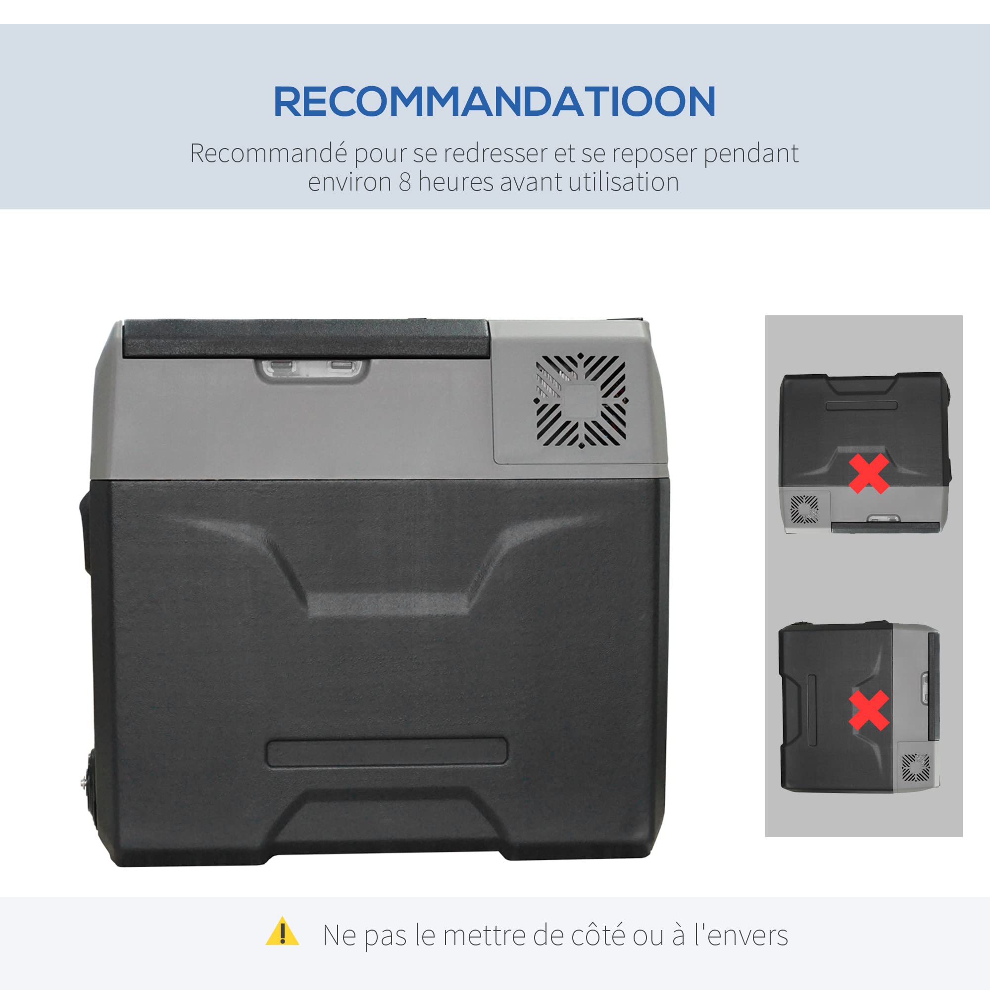 HOMCOM Glacière Electrique Voiture 50L - Réfrigérateur Portable à Compression, 12V/24V et 110V-240V, -20 ℃ à 20 ℃ - avec Poignée Télescopique et Roues, pour Voiture, Camion, Bateau, Camping, Caravanes
