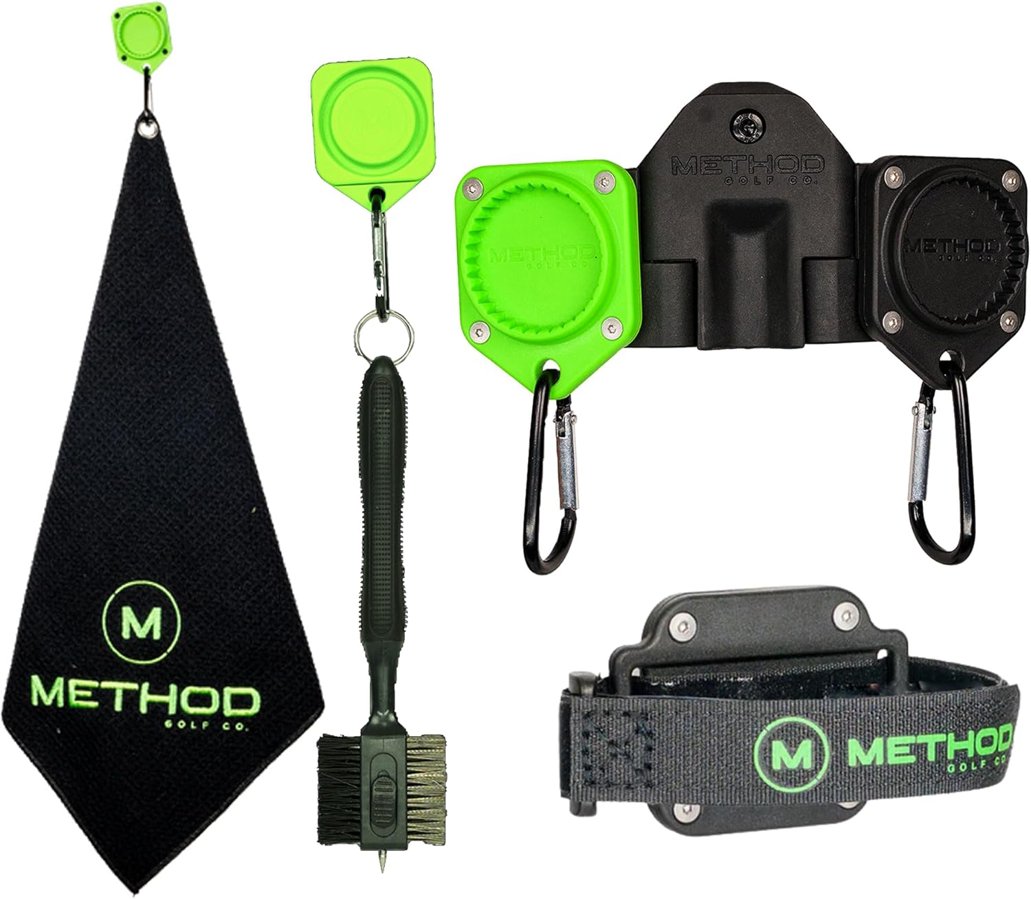 Method Golf BagStack Pro Pack Magnetic Golf Accessories Landing Pad with MagStack Tiles with Towel and Club Brush Plus Rangefinder Strap- Superior Magnet-to-Magnet Interlocking Technology Gear Hub