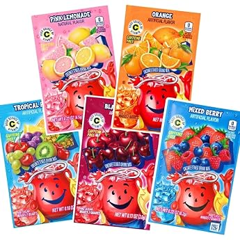 Pack of 5 - Unsweetened Drink Mix Powder 5 x 3.9 g Up to 9 Different Flavours