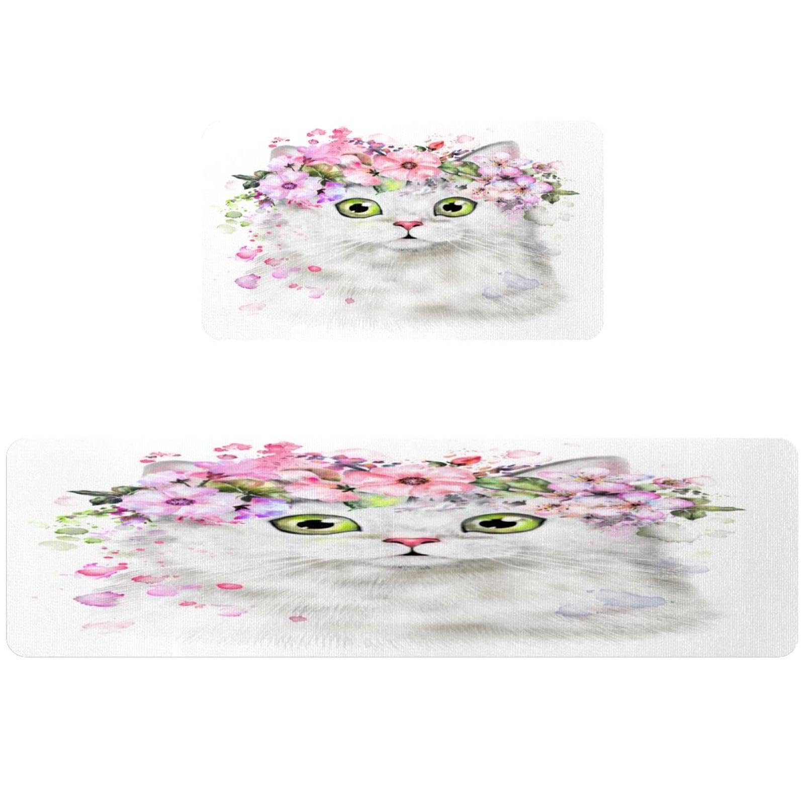 Tapis de cuisine antidérapants lot de 2 lavables motif chat